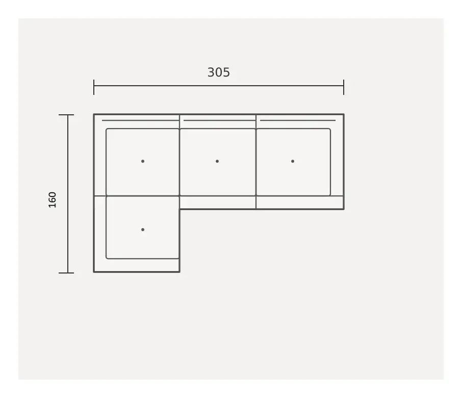 Aurora Sectional Sofa with Chaise, 160 cm chaise layout plan