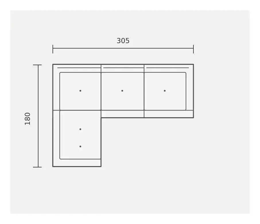 Aurora Sectional Sofa with Chaise, 180 cm chaise layout plan
