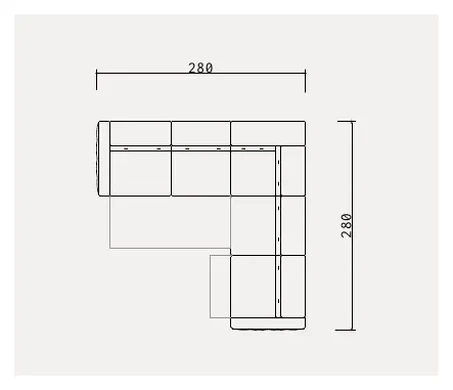 Nelson Sectional Sofa with Arm, 280 cm L-shaped layout plan