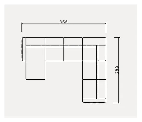 Nelson Sectional Sofa with Arm, 360 cm U-shaped layout plan