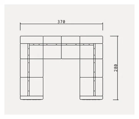 Nelson Sectional Sofa with Arm, 370 cm U-shaped layout plan